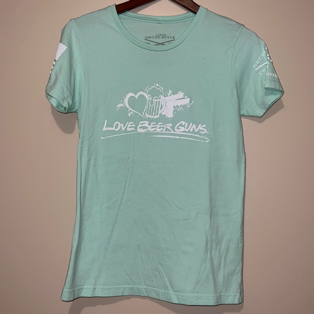 **SOLD** Grunt Style “Love Beer Guns” Tee, Mint, Large
